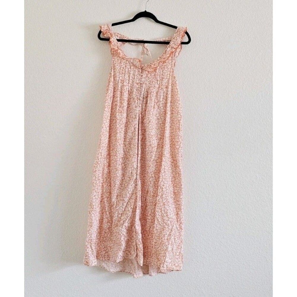 Anthropologie Nora Nightgown Size Medium Sleep Dress Tank Smocked Pink Floral - Picture 10 of 10